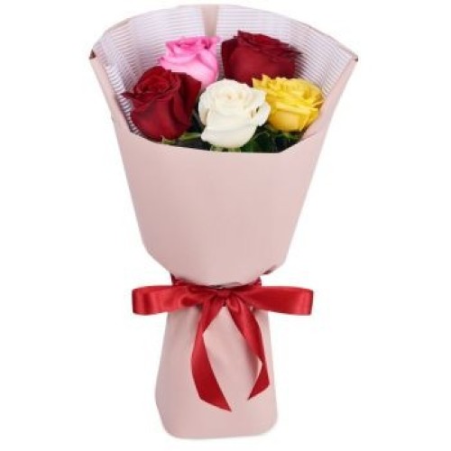 Купить на заказ Букет из 5 роз, микс с доставкой в Павлодаре