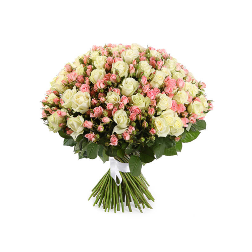 Купить на заказ Букет из 101 белой розы (микс) с доставкой в Павлодаре