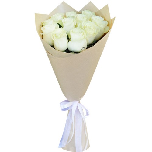 Купить на заказ Букет из 11 белых роз с доставкой в Павлодаре